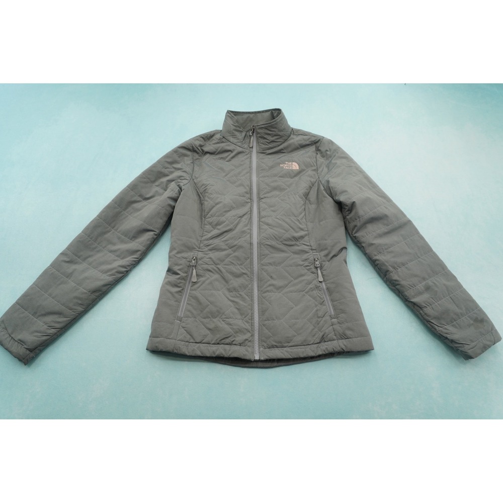The North Face Womens Lightweight Puffer Jacket Small Gray Quilted Full Zip